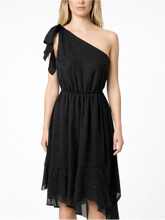 Monique Lhuillier Dresses & Skirts - ML Monique Lhuillier Dress Black Metallic Burnout Dot size 16 Handkerchief Hem